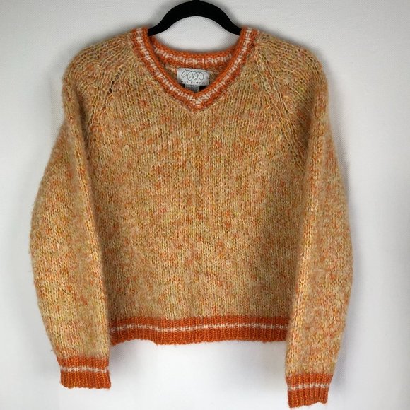 Free People Fuzzy Micro V-Neck Teddy Bear Sweater